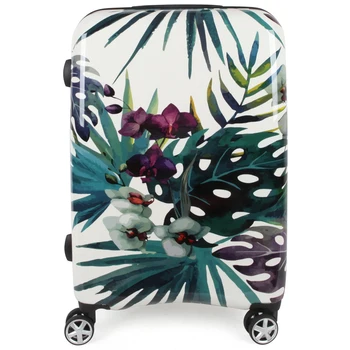 

NEWCOM Luggage 24 Inch Hardside Spinner Wheels TSA Lock Watercolor Tropical Palm Monstera Leaves flowers Colorful Printing Suitc