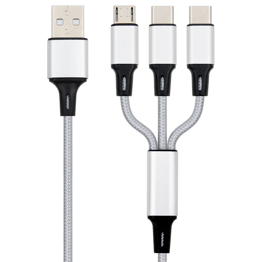 1,2 м 3 в 1 мультизарядный кабель мульти USB кабель для быстрой зарядки для мобильного телефона планшета 8pin Micro type C устройства шнур 100 шт./партия