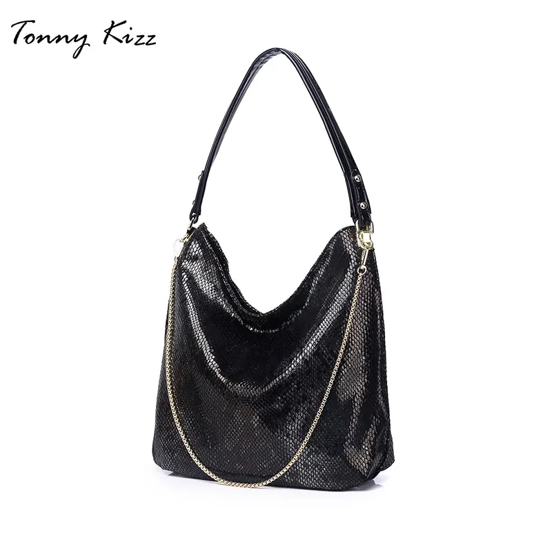 Tonny Kizz роскошные женские сумки дизайнерские сумки на плечо,модная сумка женская в ручках с узором змеи,сумка для женщин на ремень через плечо большой емкости черный/бежевый