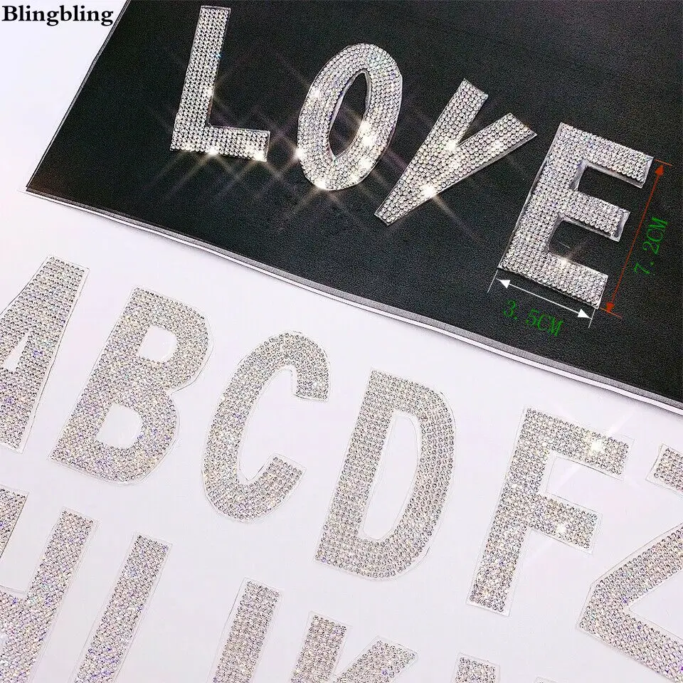 A Z ясно письмо Стразы нашивки блестящие гладить на жару стразы передачи