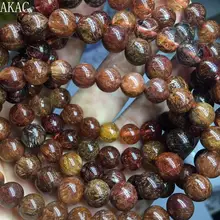 AKAC A++ натуральный красный медный Рутиловый кварцевый браслет 8-11 мм 1 браслет/Лот коричневый Рутиловый Кварц