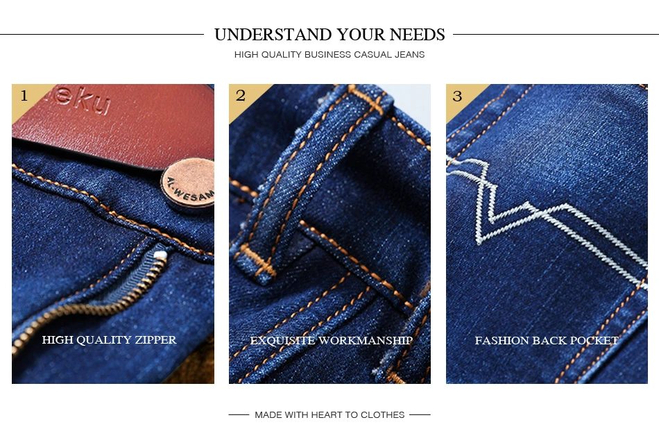 Winter Men's Warm Jeans Classic Style Thicken Denim Elastic Slim Fit Black Jean Pants Male Brand Casual Business Blue Trousers