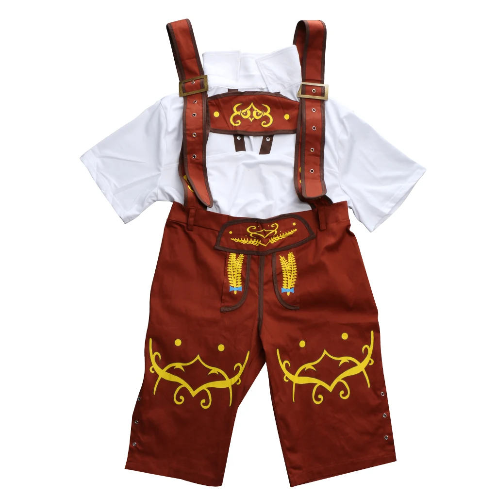 German Bavarian Oktoberfest Suspender Lederhosen Beer Guy Mens Constume