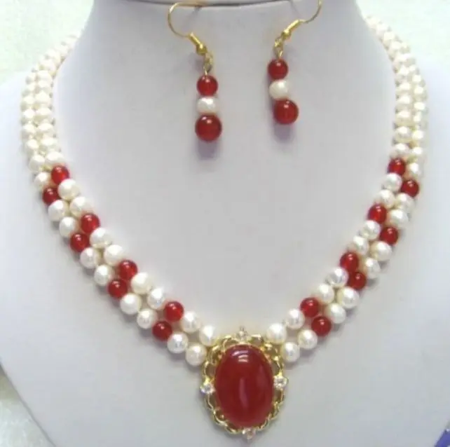 Нефритовый белый жемчуг ожерелье кулон серьги&gt ^&gt 18K позолоченные часы