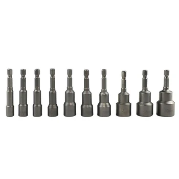 

Extra Strength Magnetic Nut Driver Bits Chrome Vanadium Steel Tool 1/4\\\\\\\" Hex 10x