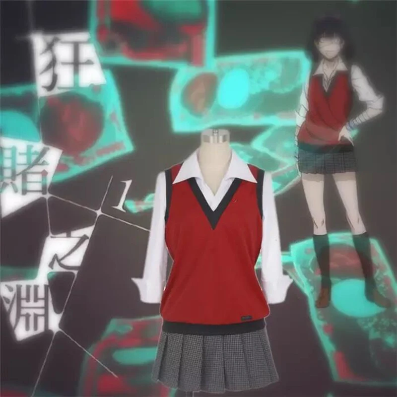 

Anime Kakegurui Compulsive Gambler Midari Ikishima Cosplay Costume Japanese School Uniform Vest Dress Women Halloween JK Uniform