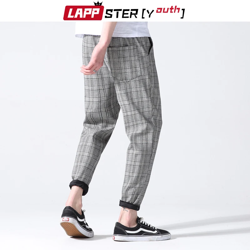 LAPPSTER-Молодежные мужские клетчатые штаны, уличная одежда, Harajuku, корейская мода, Осенние штаны для бега, спортивные штаны, Мужские штаны, 5 цветов, шаровары