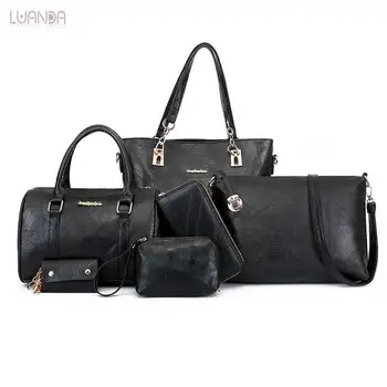 

6 Sets Totes Fashion PU Leather Handbags Classic Simple Women Bag Designer Brand High Quality Composite Shoulder Messenger Bag