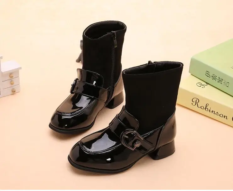 Girls Boots Solid High Heels Kids Boots For Girls Children Party Princess Winter Shoes Boot Girl Size 27-37