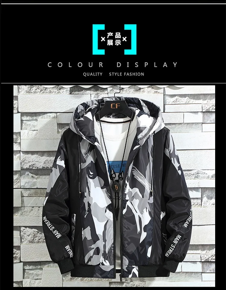 Men Autumn& Winter Coat Korean-style Large Size Plus-sized R Camouflage plus Thick Cotton Jacket Thin Cotton Coat Men's