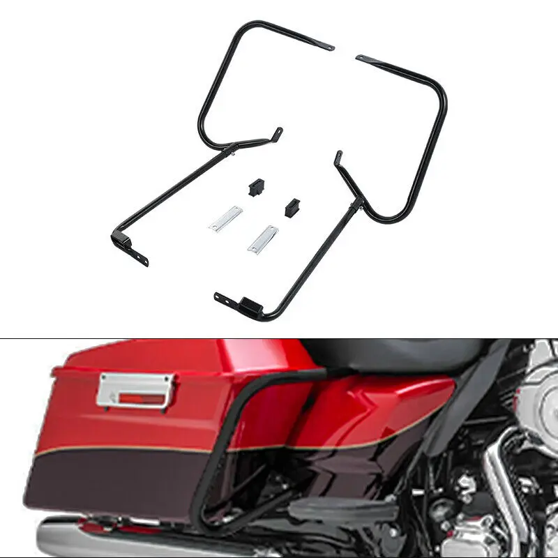 

Motorcycle Gloss Black Guard Bar Saddlebags Bracket For Harley Touring Electra Road Street Glide 97-08 07 06 05 04 03 02 01 00