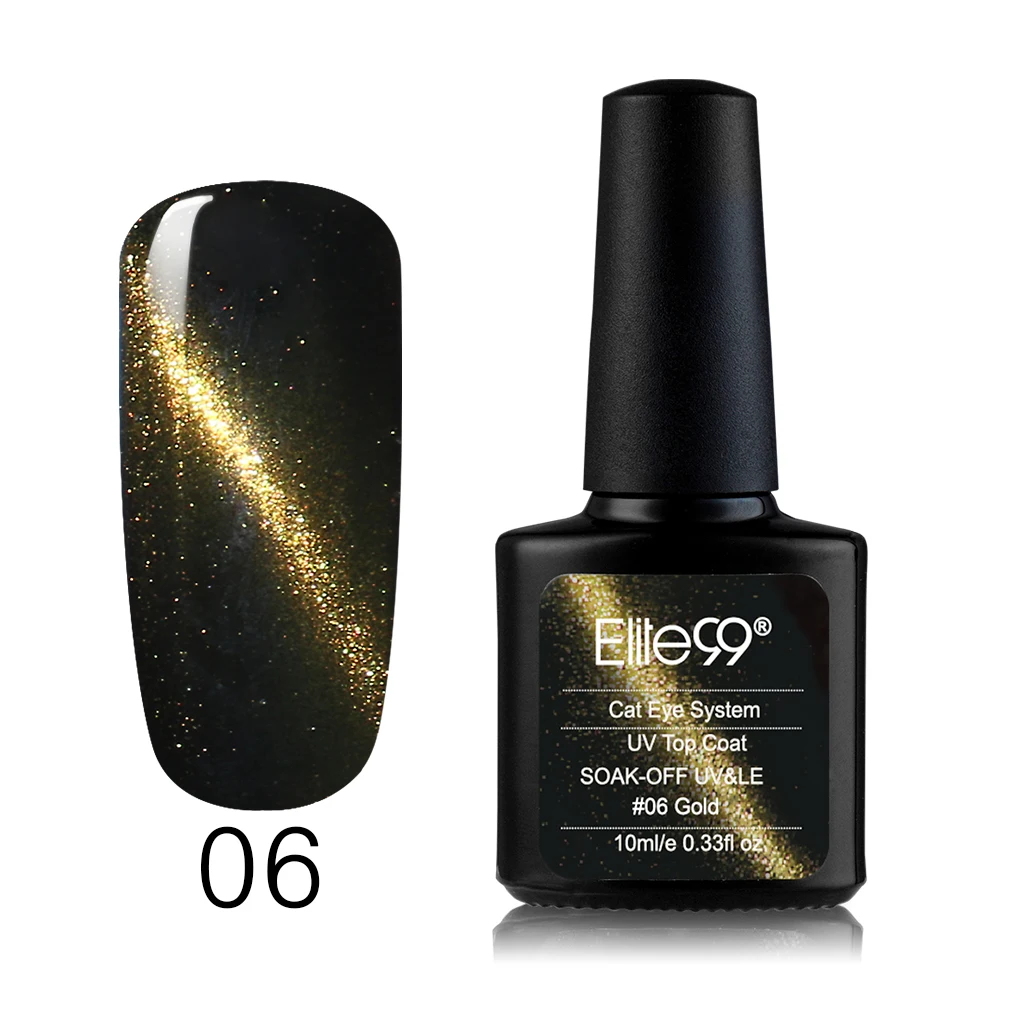 006 Gold Elite99 10 мл 3D кошачий глаз УФ-гель для ногтей верхнее покрытие гель для ногтей Магнитный кошачий глаз Верхнее покрытие гель лак для ногтей маникюр - Цвет: 006 Gold