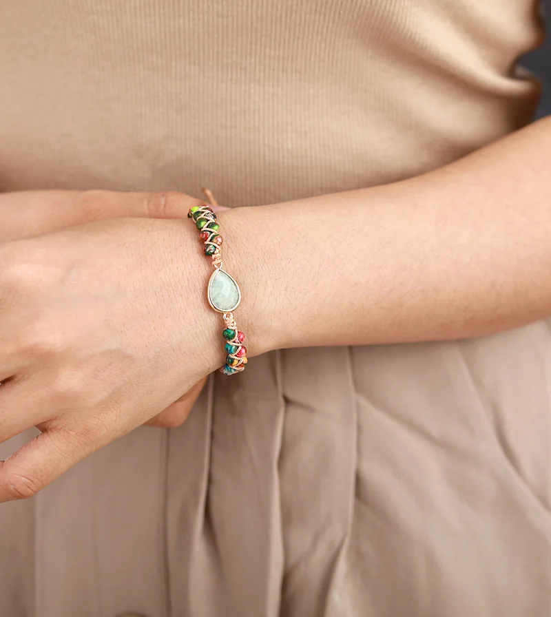 Stone Charm Bracelets Japser String Braided Strand Bracelets Yoga Friendship Lover Wrap Bracelet Homme Jewelry Wholesale - Image 6