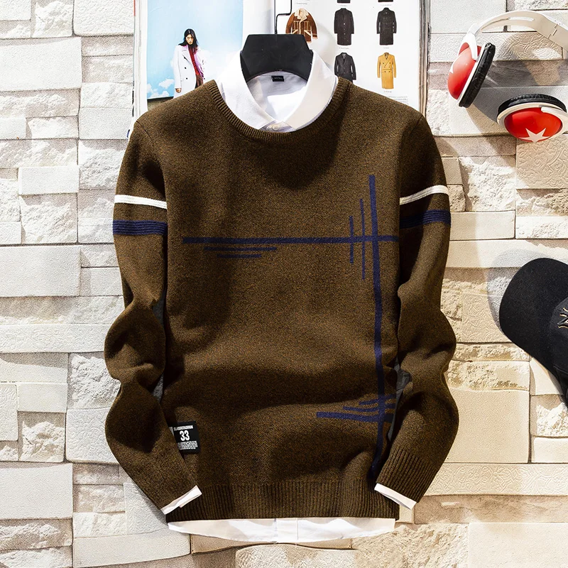 

New Autumu Winter Mens Christmas Sweater Keep Warm Pullover Men Round Neck Slim Fit Jumpers Knitted Woolen Casual Pull Homme