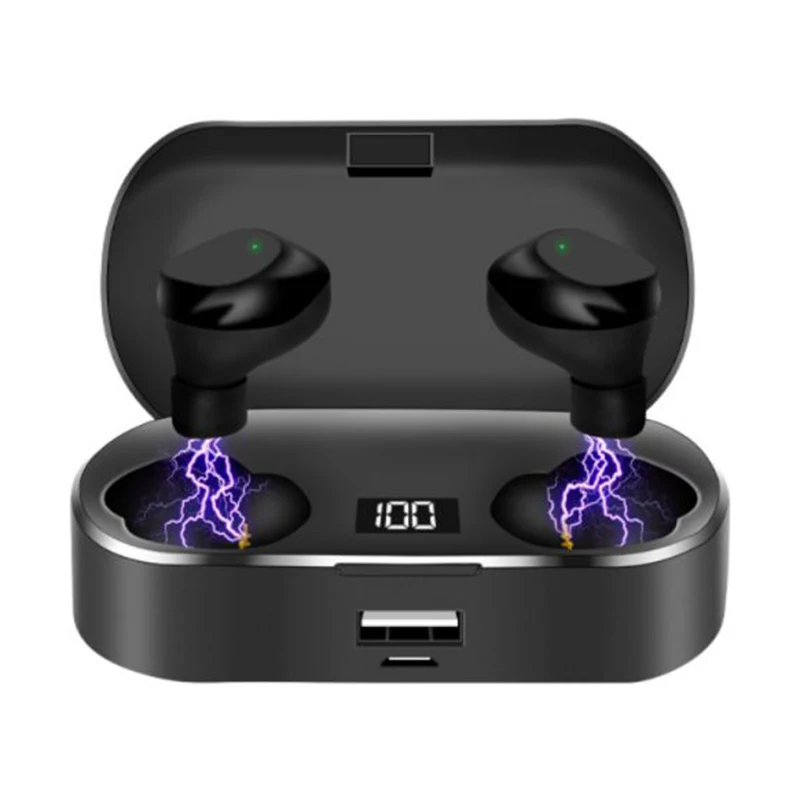 Black X36 Bluetooth наушники 5,0, беспроводные наушники IPX6, водонепроницаемые, устойчивые к поту, портативный цифровой дисплей, сенсорное управление, Спортивная гарнитура - Цвет: Black