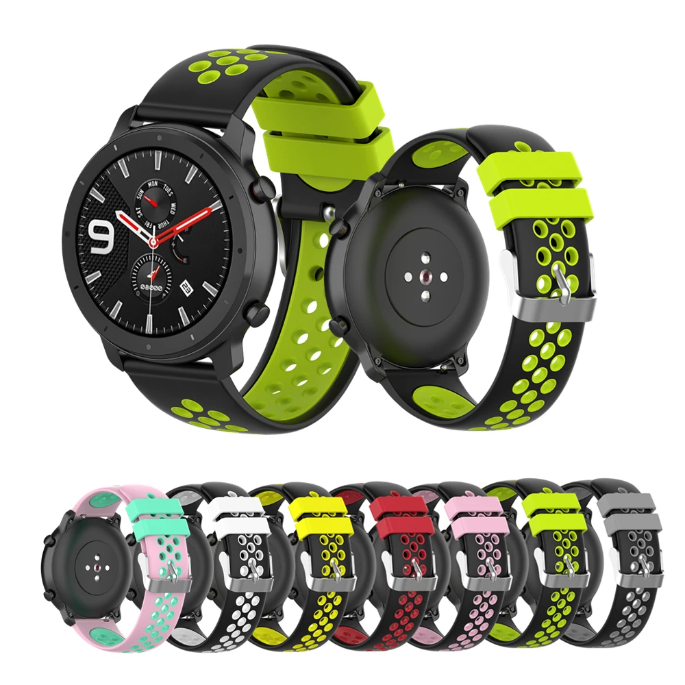 

22mm 20mm 18mm Replacement Silicone Watch Band Strap For Amazfit Gts Gtr 47mm 42mm Bip Pace Stratos 2 For Huawei Watch GT Magic