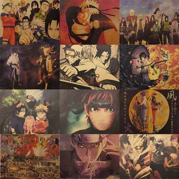 

51*35cm New Naruto Poster Vintage Classic Anime Cartoon Kraft Paper Poster Painting Wall Stickers Home Decorative