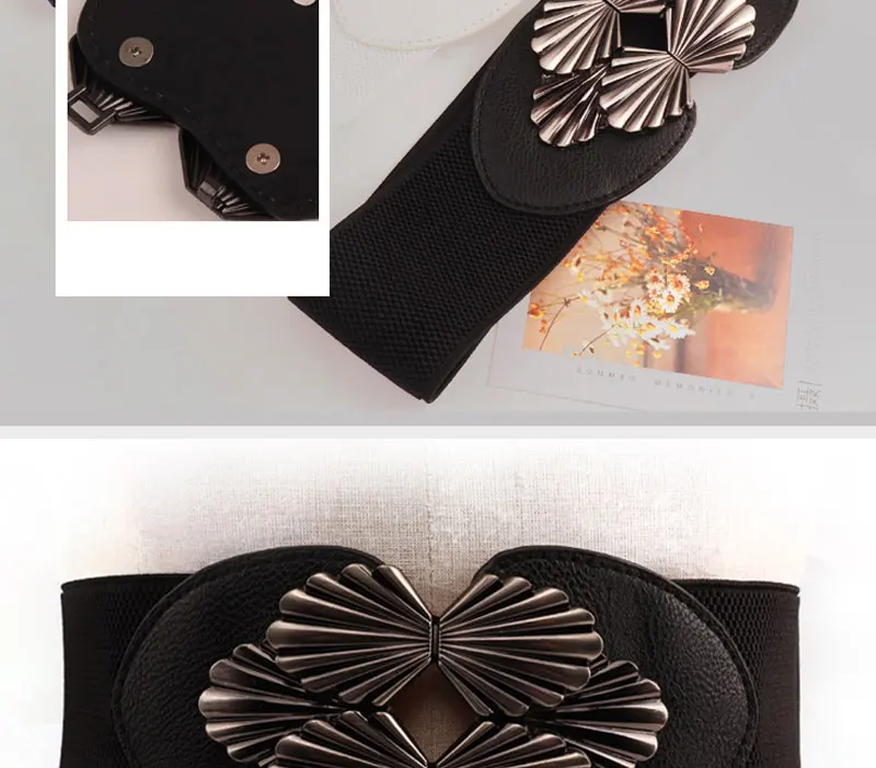 Shell buckle child elastic belt New decoration skirt simple versatile black leather bandwidth down elastic waist girdle