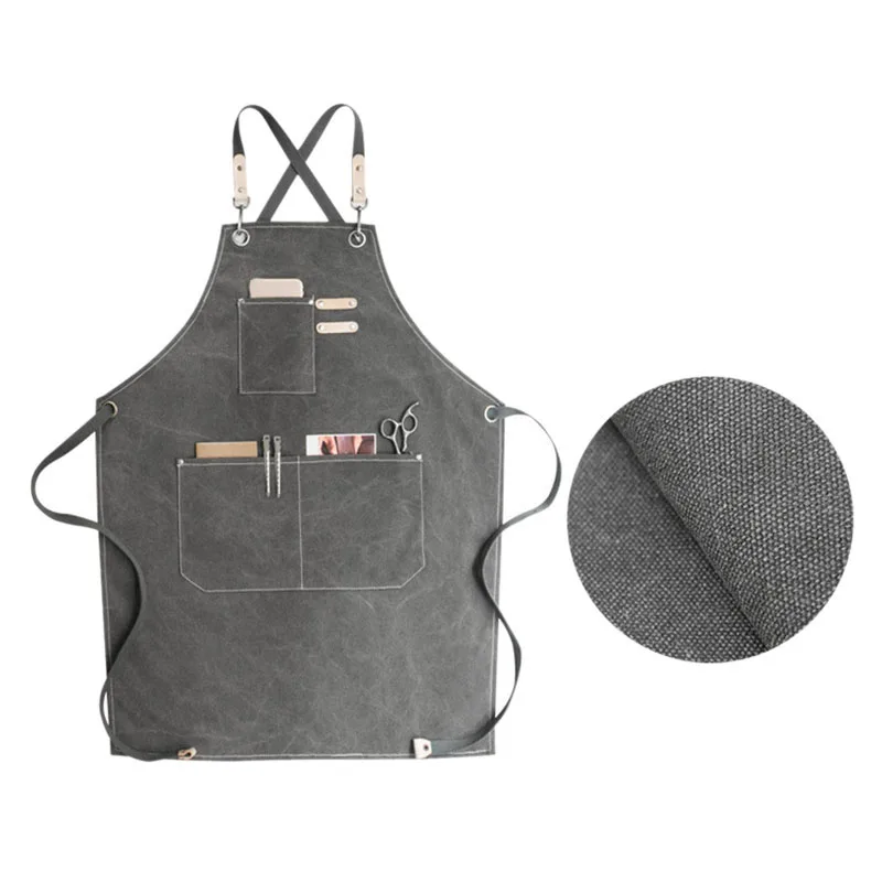 Canvas Cook Apron Barista Bartender Chef Hairdressing Apron Catering Uniform Work Wear Anti-Dirty Overalls
