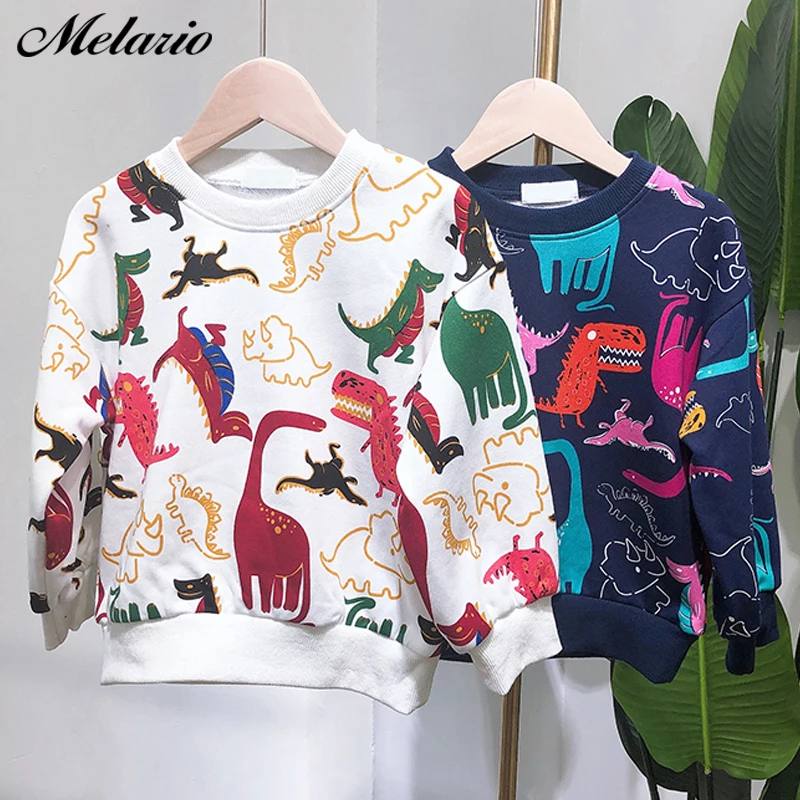Melario/хлопковые толстовки для мальчиков с динозавром из мультфильма; толстовки для маленьких детей; одежда для детей 3-7 лет; осенние детские рубашки с длинными рукавами