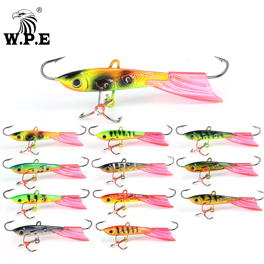 

W.P.E Ice Fishing Lure 1pcs 82mm 20g Winter Bait Hard Lure Lead Jig Balancer Carp Fishing Wobblers Fishing Tackle Treble Hook