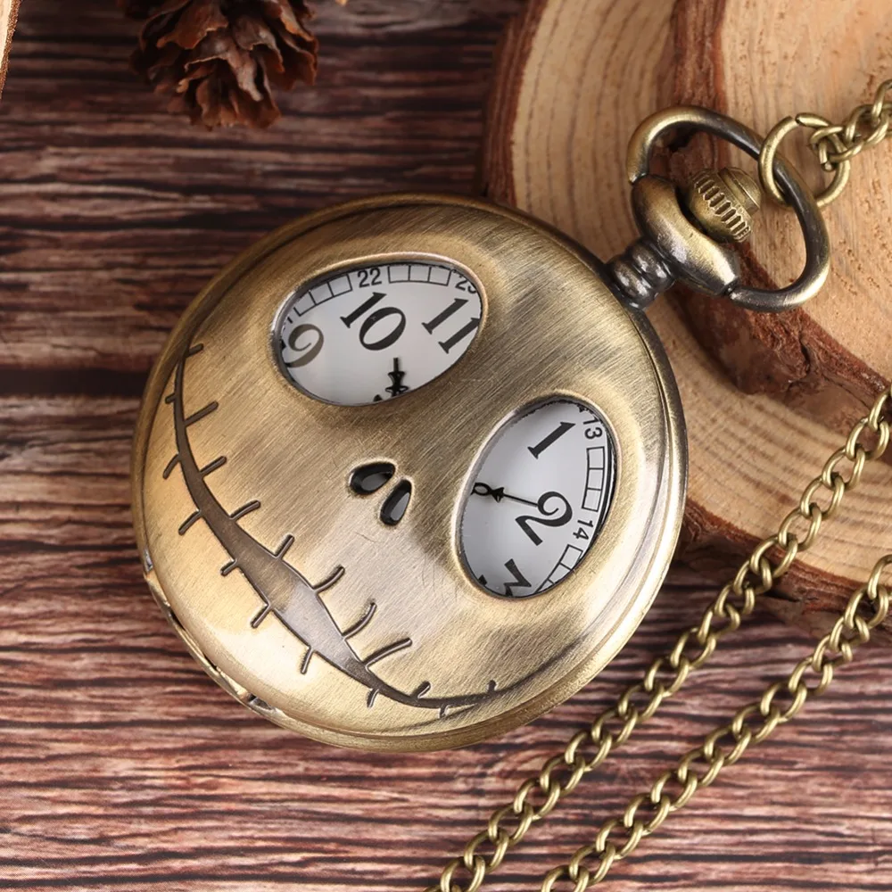 Винтажные BronzeThe кошмар перед рождественские карманные часы Cool Jack Skellington Tim Burton Movie Детская Подвеска Ожерелье Часы