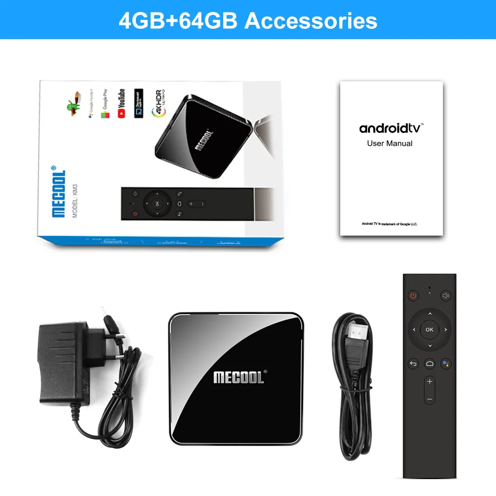 Mecool KM3 ATV 4G 64G 128G Android 9,0 Google certificado Androidtv Amlogic S905X2 4K doble Wifi caja de TV inteligente KM9 Pro 2/16G 4/32G - 6