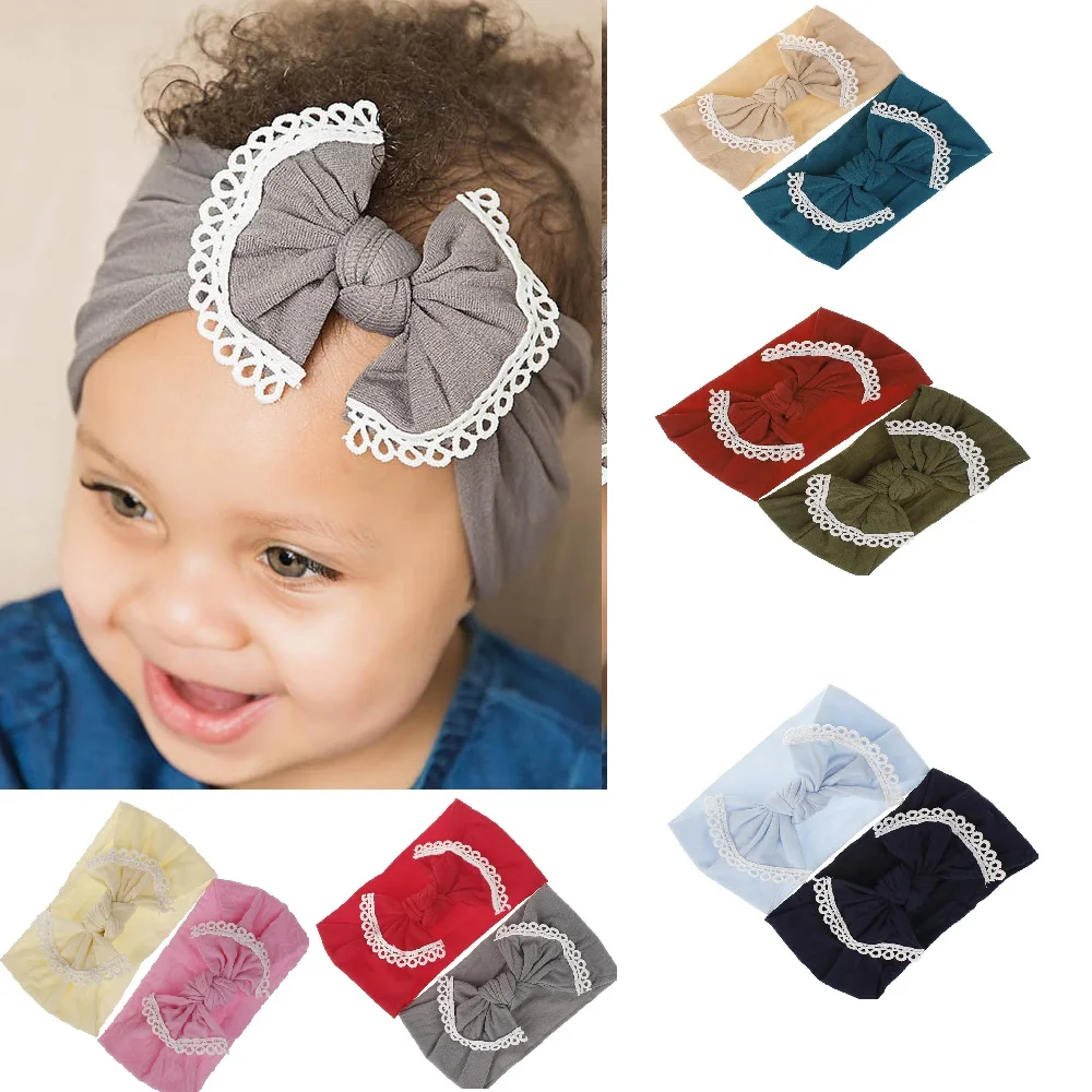 1 шт. супер-мягкие нейлоновые кружевные повязки с бантом модные однотонные на