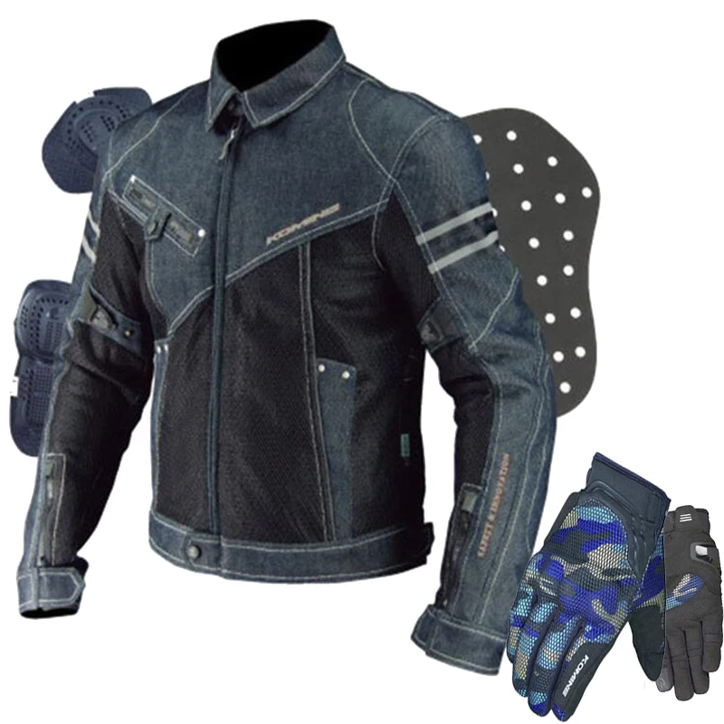 

Classic Retro Motorcycle Jacket For Komine JK-006 Racing Jacket Off-road Denim Mesh Jacket Racing Suit With Protective Equipment
