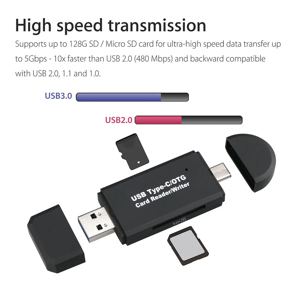 3 в 1 type C и micro USB 3,0 и OTG Кардридер высокоскоростной USB универсальный OTG TF/SD для Android Компьютерный удлинитель-переходник