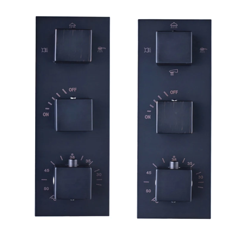 Thermostatic Faucet Cartridges Triple Mixer Valve Chrome Matte Black Brass 3-4 Way Water Outlet Mixer Valve for Shower Set Panel