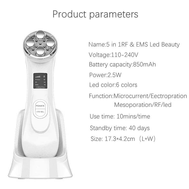 RF& EMS, мезо, Электропорация, ручка для красоты лица, радиочастотный светодиодный фотон для омоложения кожи, удаления морщин, против старения, для подтяжки лица