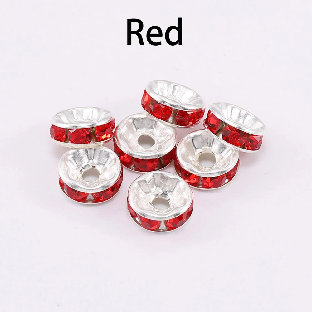 Red 50 шт./лот 4 6 8 10 мм золото серебро Стразы Rondelles кристалл свободный разделитель бисер бусины для DIY ювелирных изделий Аксессуары - Цвет: Red