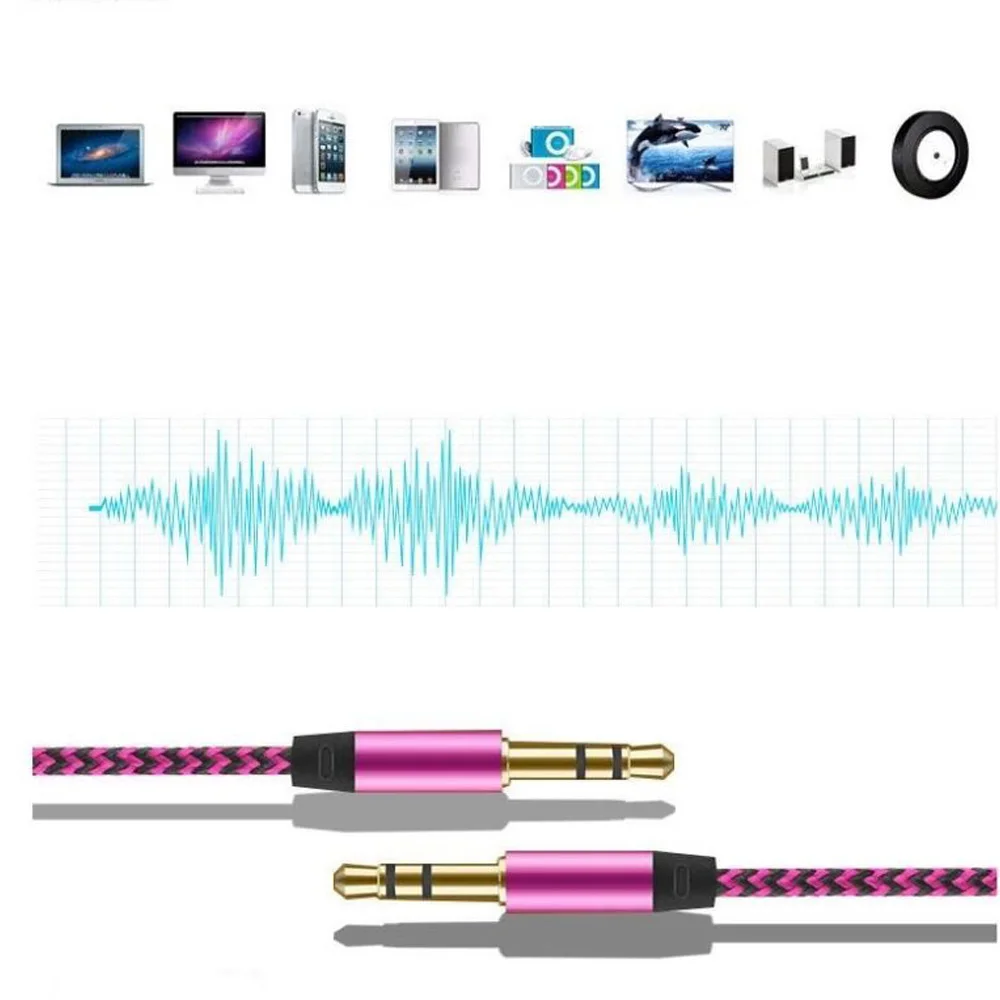 High Quality 1M Car Audio Jack Plug Male To Male AUX Cable 3 5 Mm Audio 2