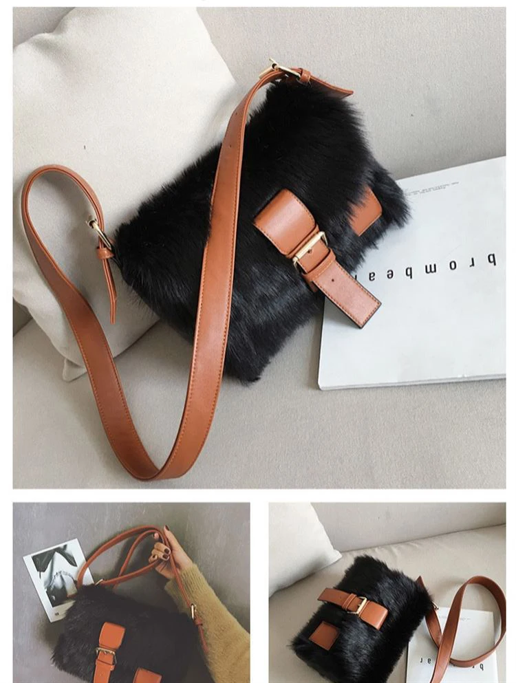 Winter Fashion New Sweet Girl Square bag High quality Soft Plush Women's Designer Handbag Casual Shoulder Messenger bag