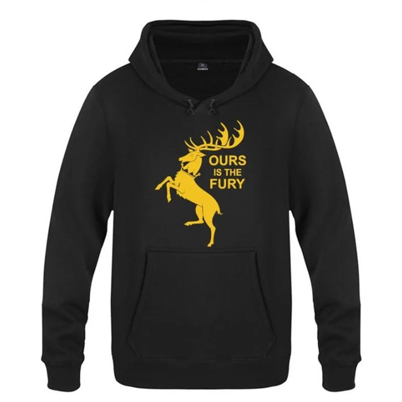 Black hoodie 1 Мужские толстовки с капюшоном с изображением Игры престолов, дома Баратеона, мужская толстовка с капюшоном, зимняя флисовая мужская толстовка с длинным рукавом, брендовая мужская Толстовка - Цвет: Black hoodie 1