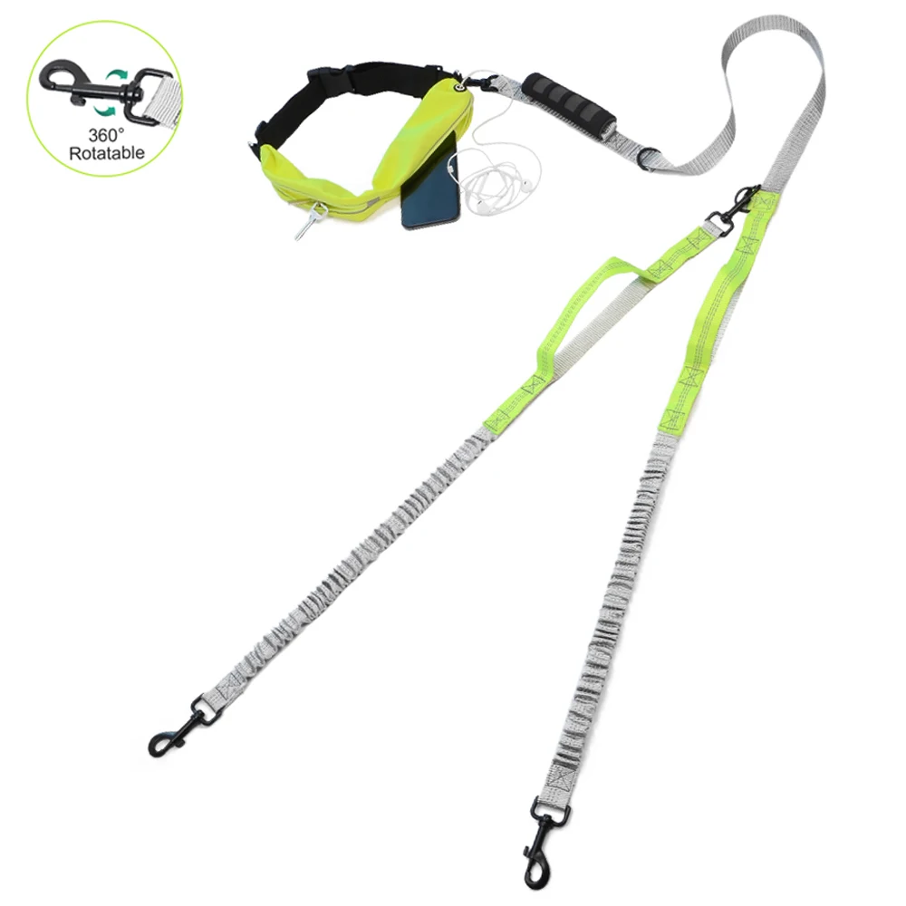 1 Drag 2 Dog Walking Leash Double Leashes Reflective Nylon Adjustable