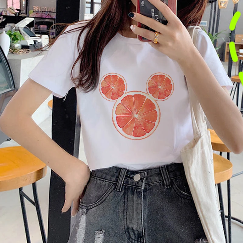 Women's Wreath T-shirt Cute Mickey's head clothes ladies short sleeve Kawaii Tees top graphic T-shirt   printing T-shirt female