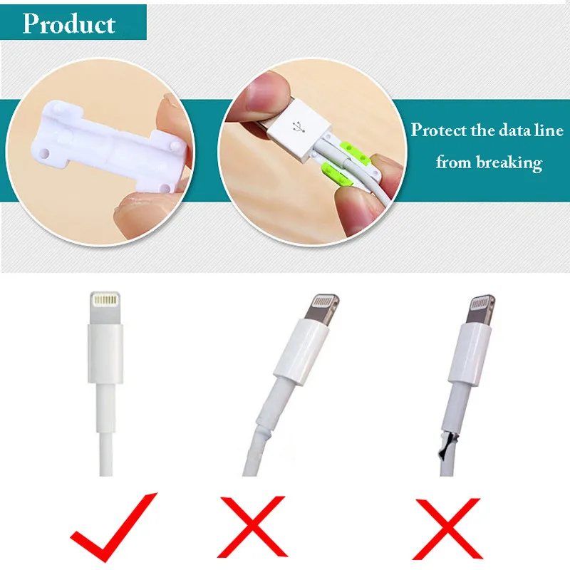 2 шт. USB кабель Защита для наушников для iPhone 5 S SE 6 6S plus 7 plus защита кабеля
