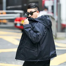 Мужская куртка Новая мужская Осенняя Повседневная куртка большого размера мужской свободный жакет с капюшоном черная куртка размер XXL-7XL