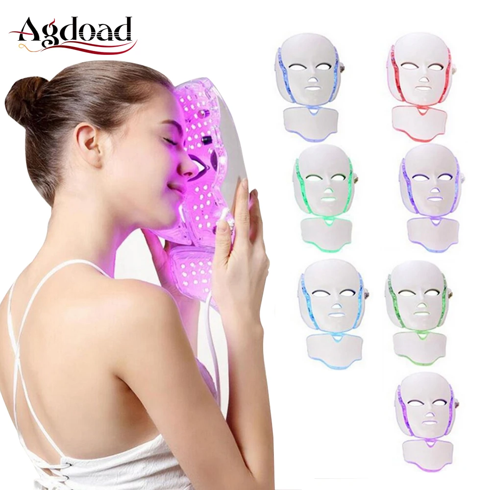 

AGDOAD LED Facial Mask Beauty Skin Care Device 7 Colors Photon Therapy Face Mask Machine Light Therapy Beauty Led Mask