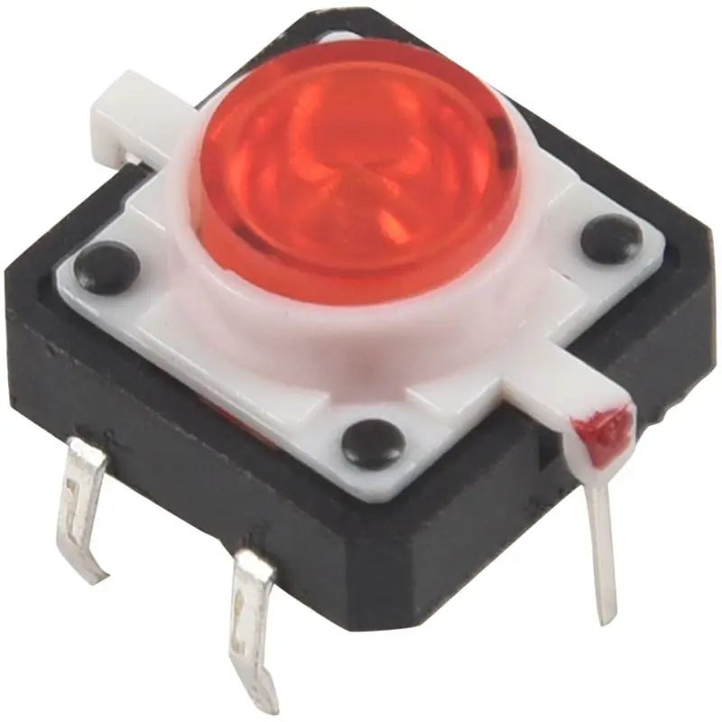 

5 X Tactile Push Button Switch Momentary Tact LED 12X12 Round Cap red