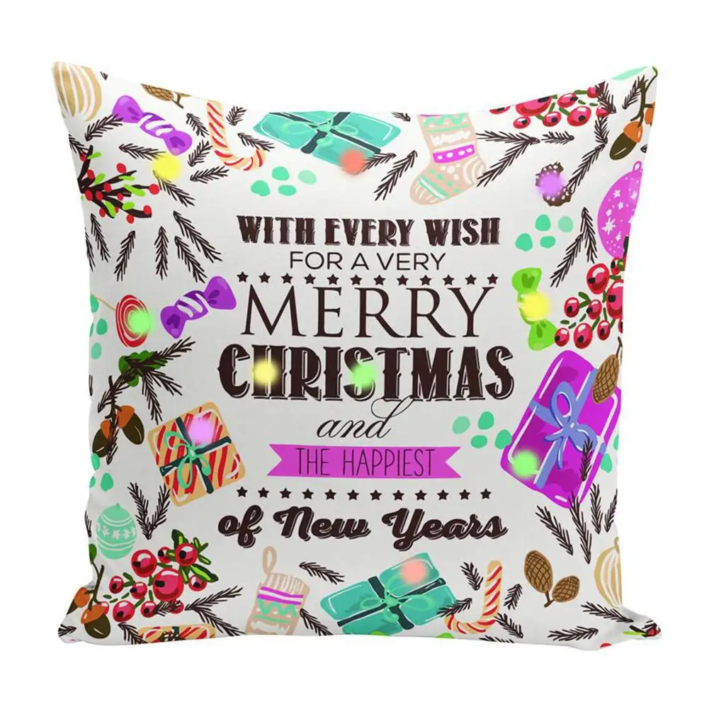 Merry Christmas Чехлы для подушек светодиодные простые счастливые новогодние наволочки снежные винтажные Чехлы для подушек наволочки
