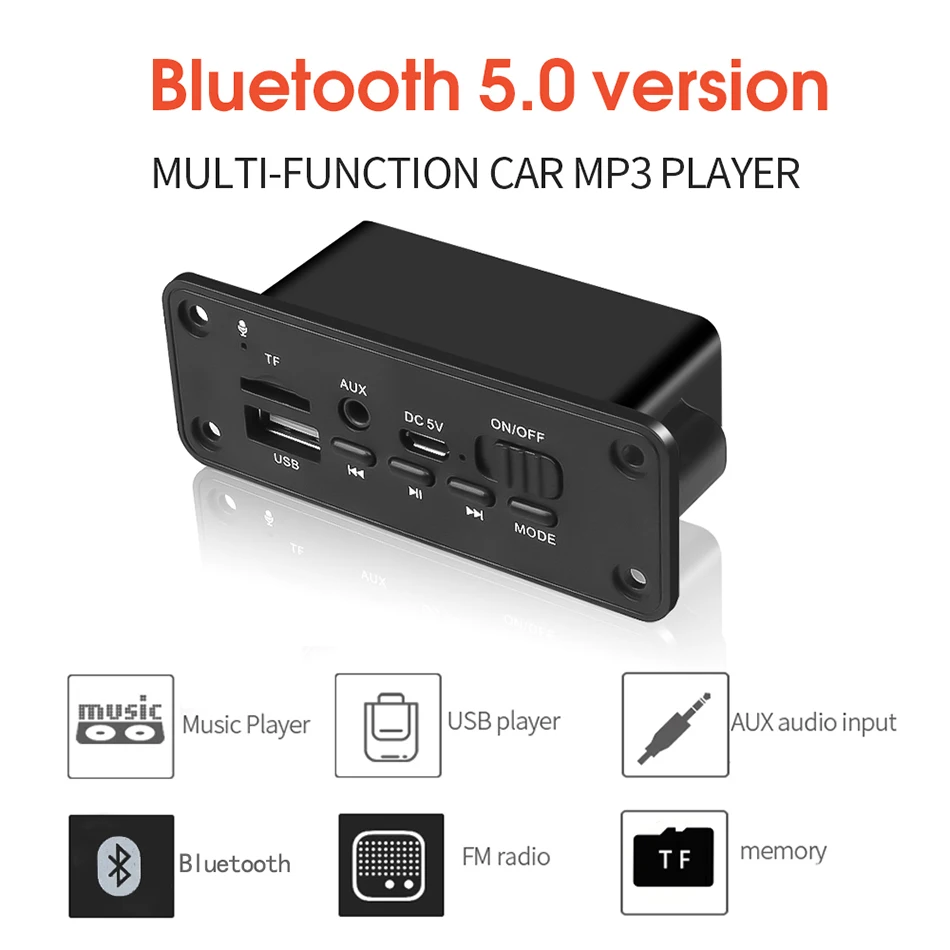 Мини плата mp3 декодера с Bluetooth 5 В 2*3 Вт усилитель плеер автомобильный комплект FM