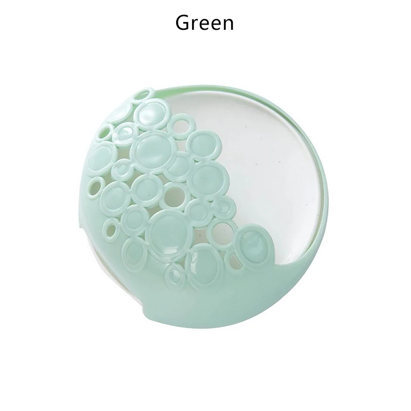 Creative Durable Cute Shape Wall Mounted Type Bathroom Strong Adhesive Drain Soap Box Plastic Material Lightweight And Compact - Цвет: Зеленый