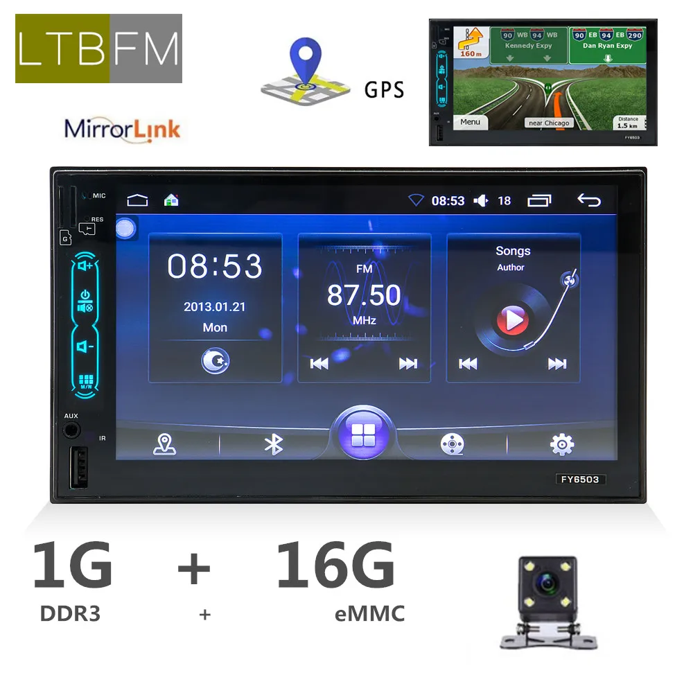 Android 6.0 bluetooth car radio 2 din android car radio DVD player GPS Navigation wifi touch MP5 Player with rearview camera