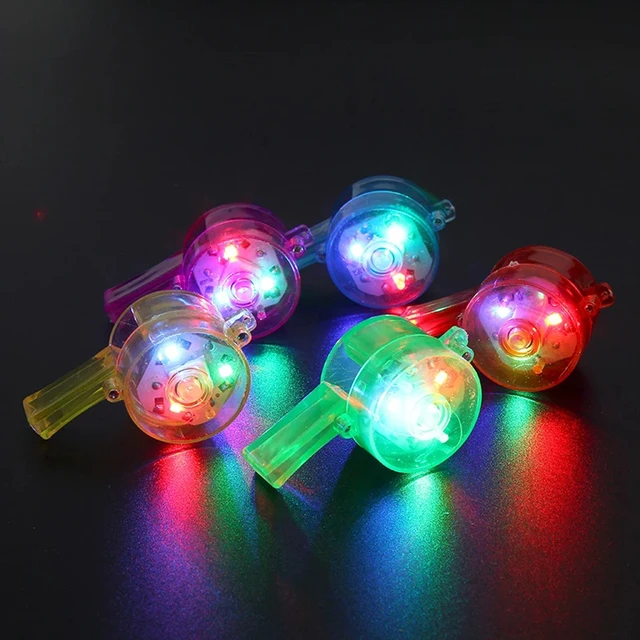 Glow Whistles Bulk Party Supplies LED Light Up Whistle with Lanyard Necklace Glow in The Dark Fun Party Favors for Kids Adults 2