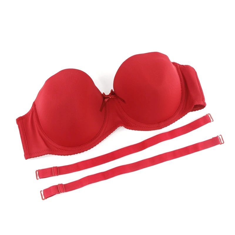 Beauwear сексуальный D DD E формы «Стакан» чашки Бюстгальтеры для женщин мягкое белье Топ Комфорт Fit без бретелек с силиконовый ремешок бесшовное нижнее белье - Цвет: Red