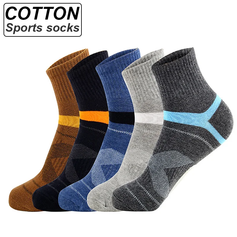 High Quality  Brand 5Pairs/Lot Men Cotton Socks Breathable Spring Autumn Long Man Sports Socks For Male New Wholesale
