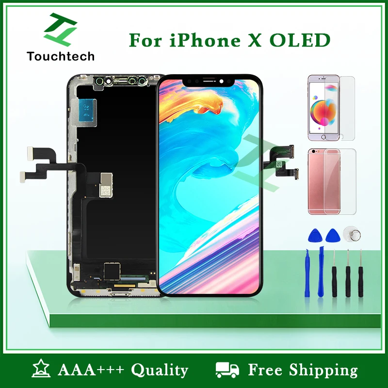 Высокое качество AAA+++ для iPhone X OLED экран Замена Pantalla OEM ЖК-дисплей с 3D сенсорный дигитайзер сборка без битых пикселей